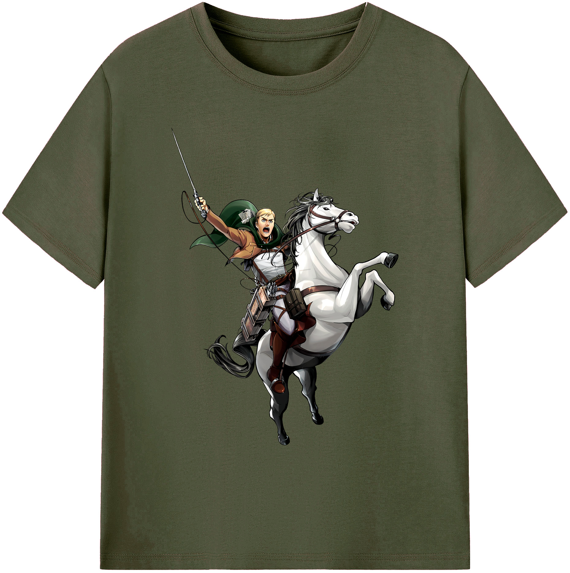 （画像用） 進撃の巨人 エルヴィン・スミス Attack on Titan Erwin Smith 綿100％ メンズ半袖Tシャツ｜肌触りやわらか＆通気性